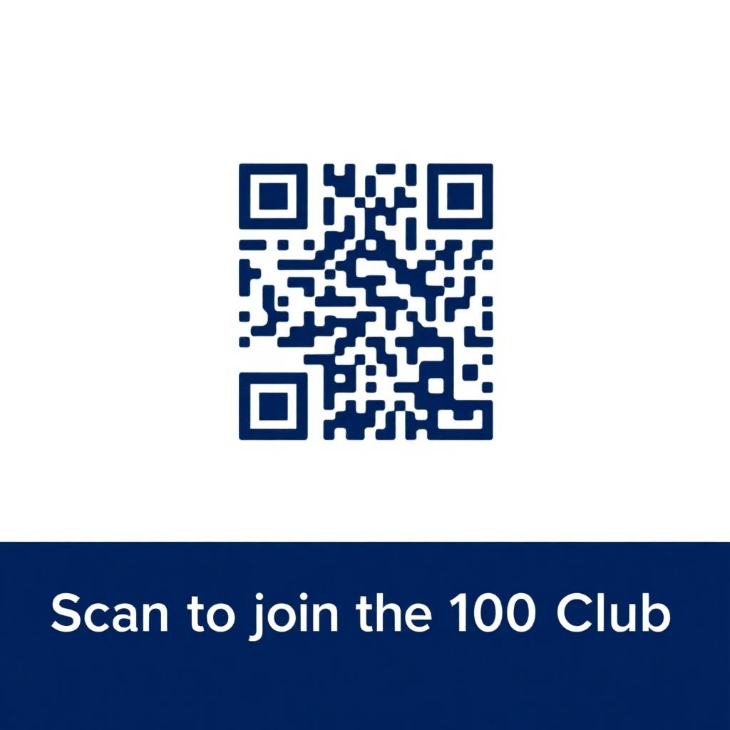 QR code to join the Redruth United 100 Club
